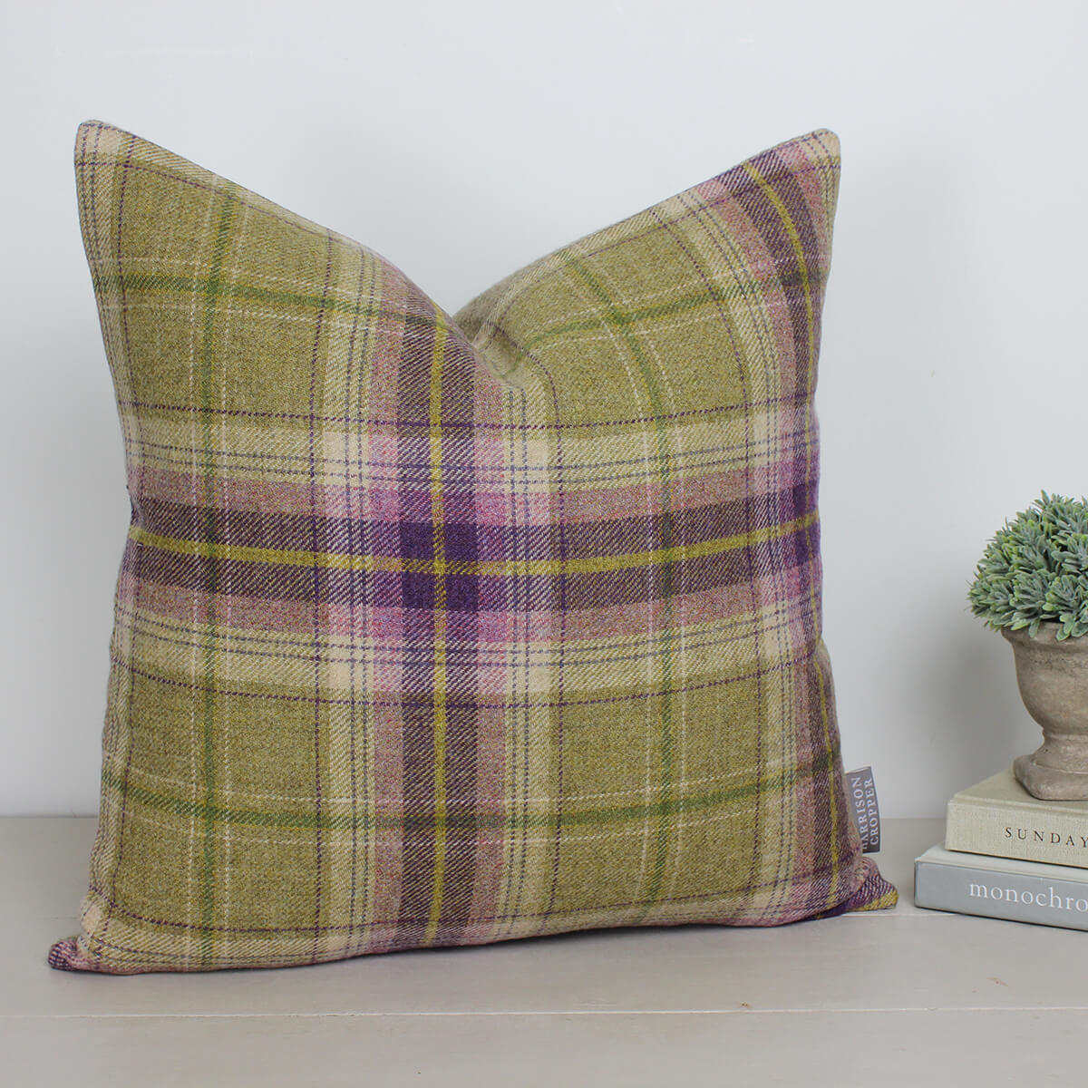 Balmoral Cassis Checked Cushion