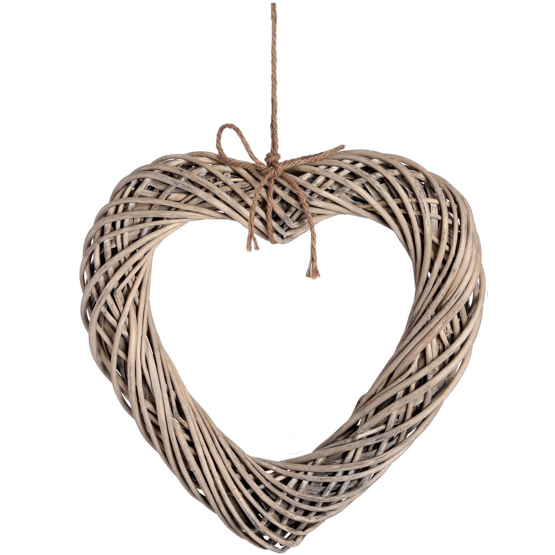 Brown Wicker Heart with Rope Detail