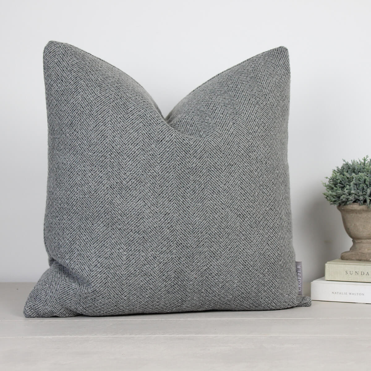 Carnegie Pewter Herringbone Cushion