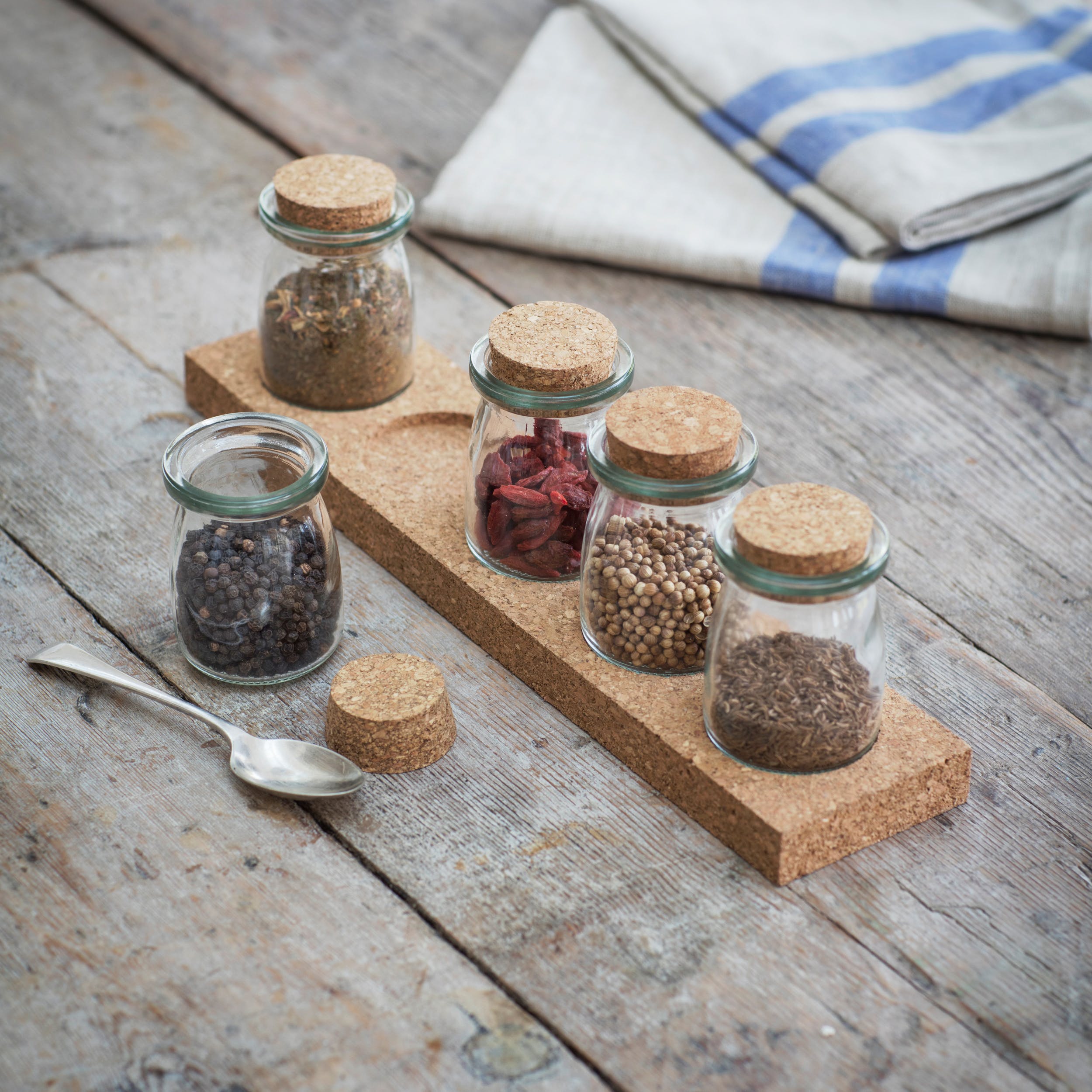 Cork Five Jar Spice Rack