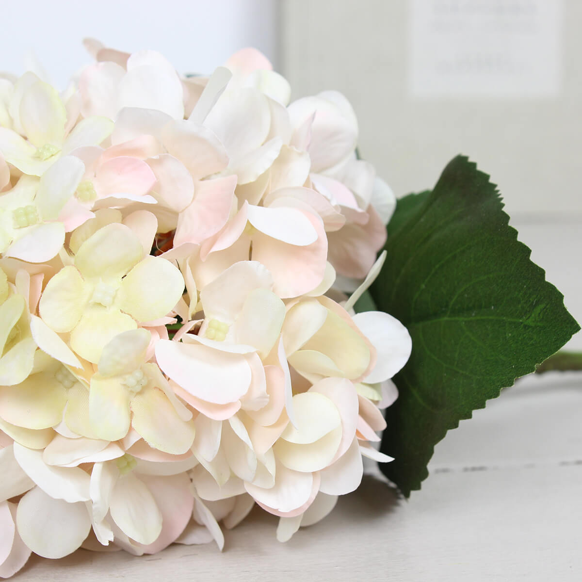 Faux Autumn White Hydrangea Stem