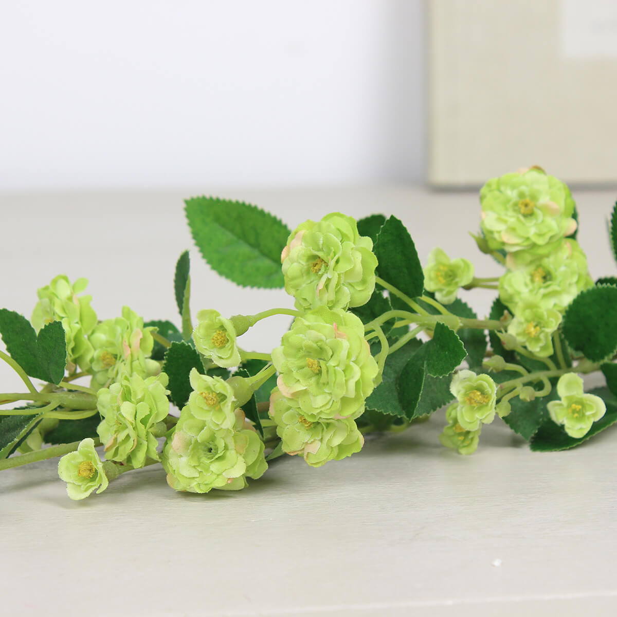 Faux Green Wild Meadow Rose Spray