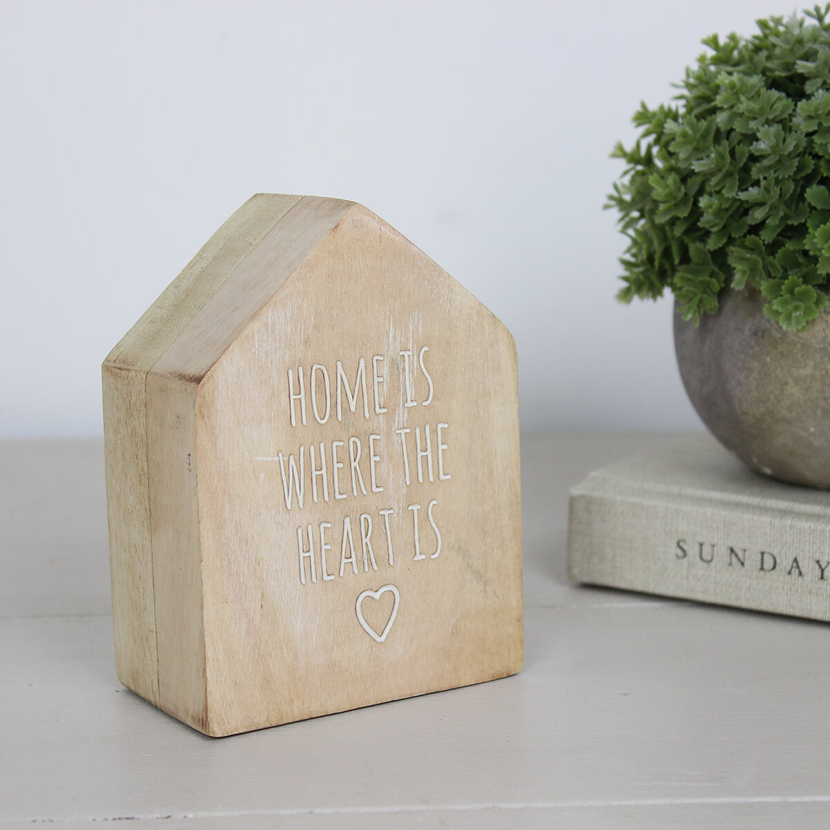 'Home Is Where The Heart Is' Wooden House Block