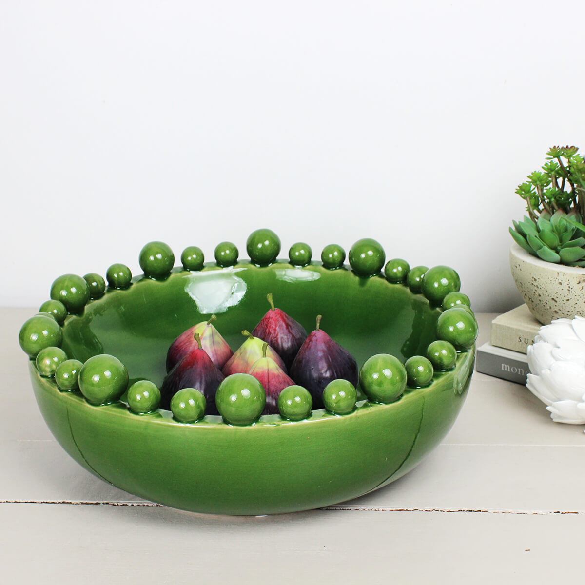 Bobble Edged Green Decorative Bowl