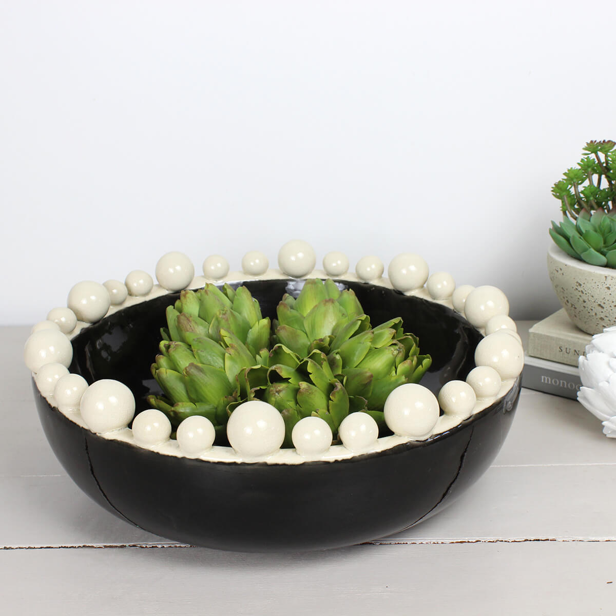 Black & Cream Bobble Edged Bowl