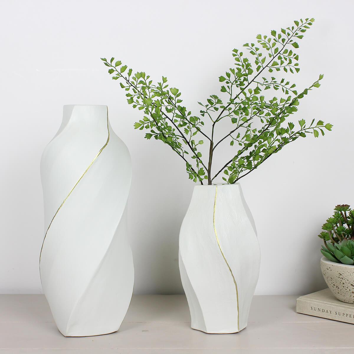 Persephone Ceramic White Vase - Tall