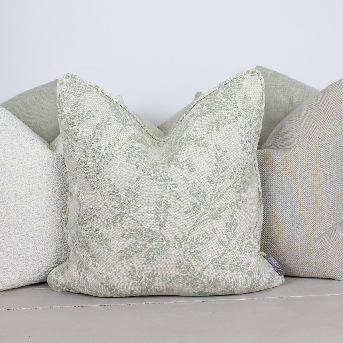 Ferndown Linen Sage Floral Print Cushion