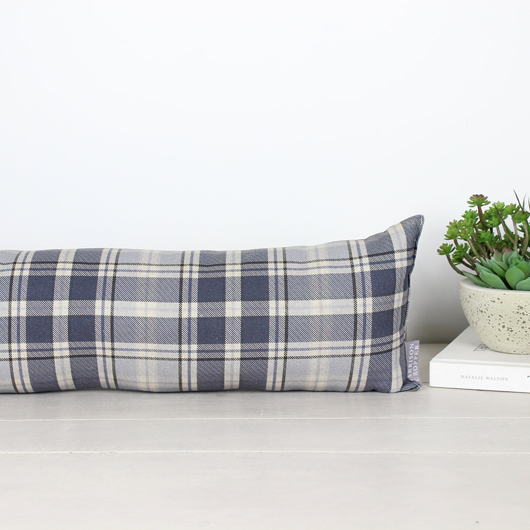 Denim Blue Highland Check Tartan Draught Excluder