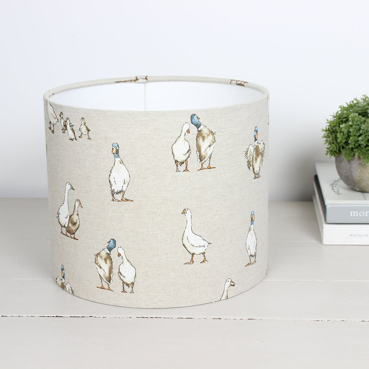 Duck Linen Print Drum Lampshade