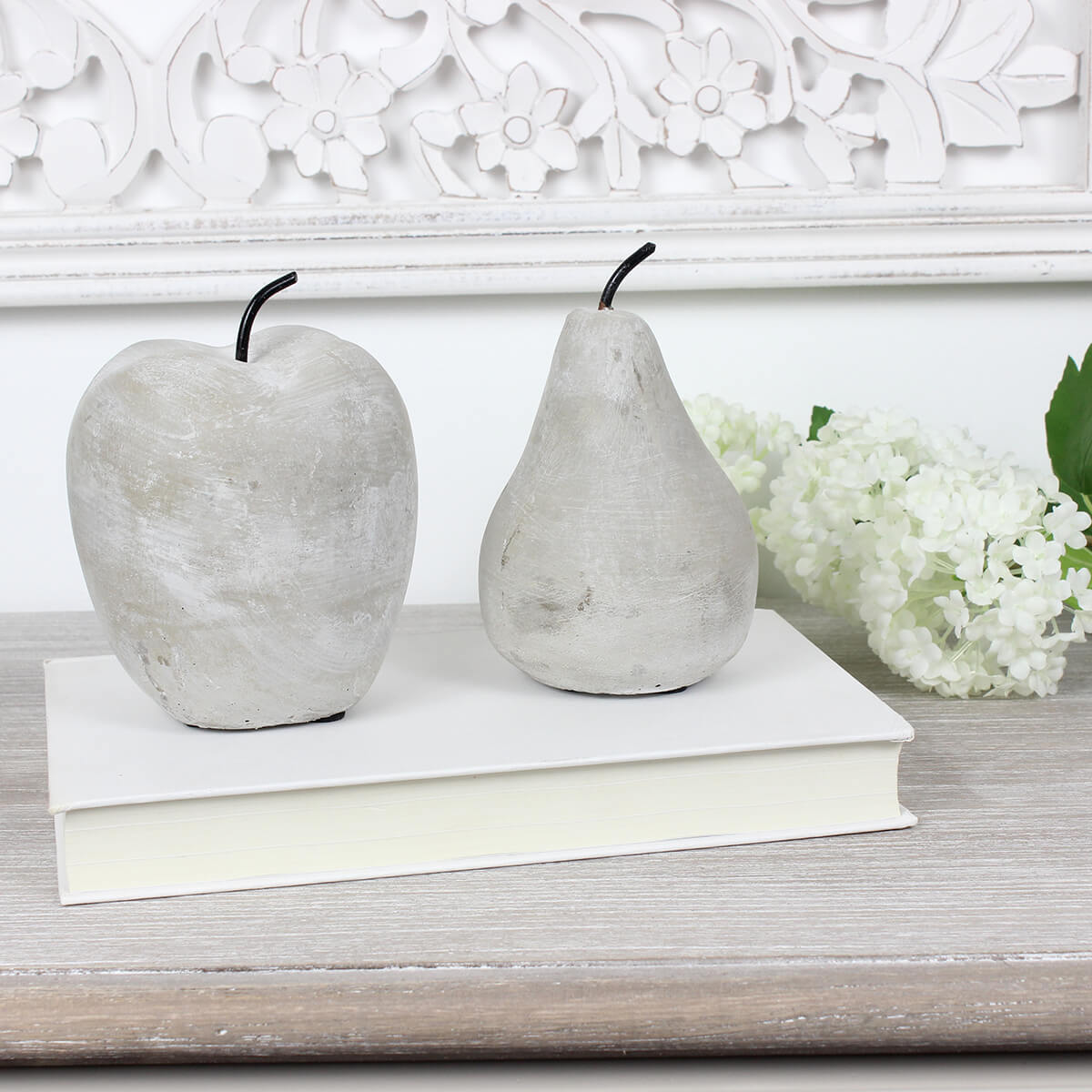 Cement Apple and Pear Set