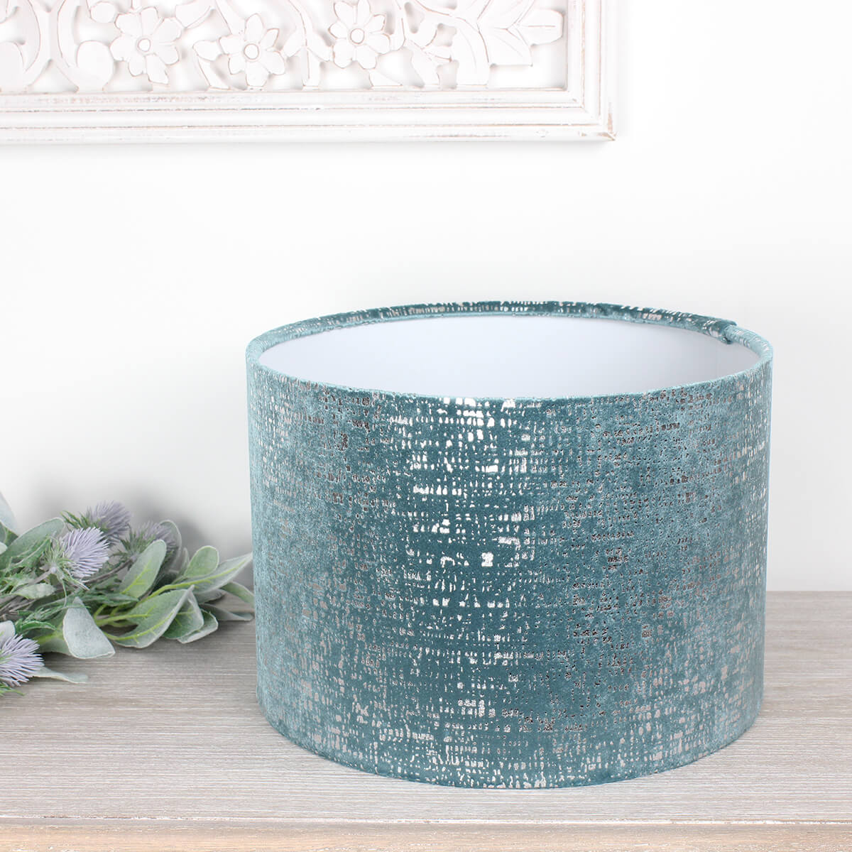 Zinc Duck Egg Velvet Drum Lampshade