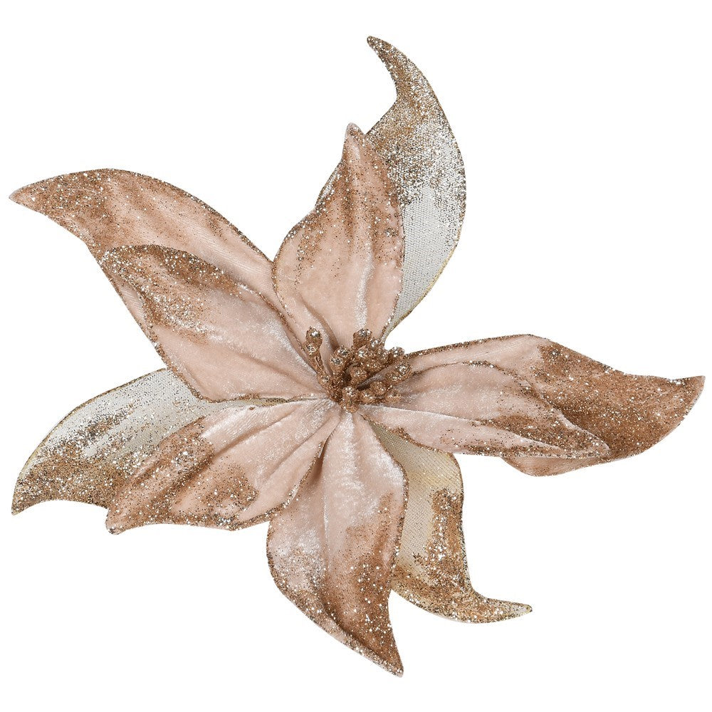Gold Velvet Poinsettia Clip