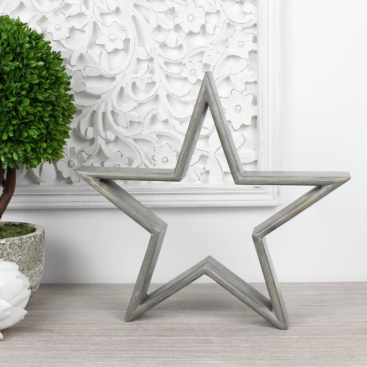 Large Grey Mango Wood Star