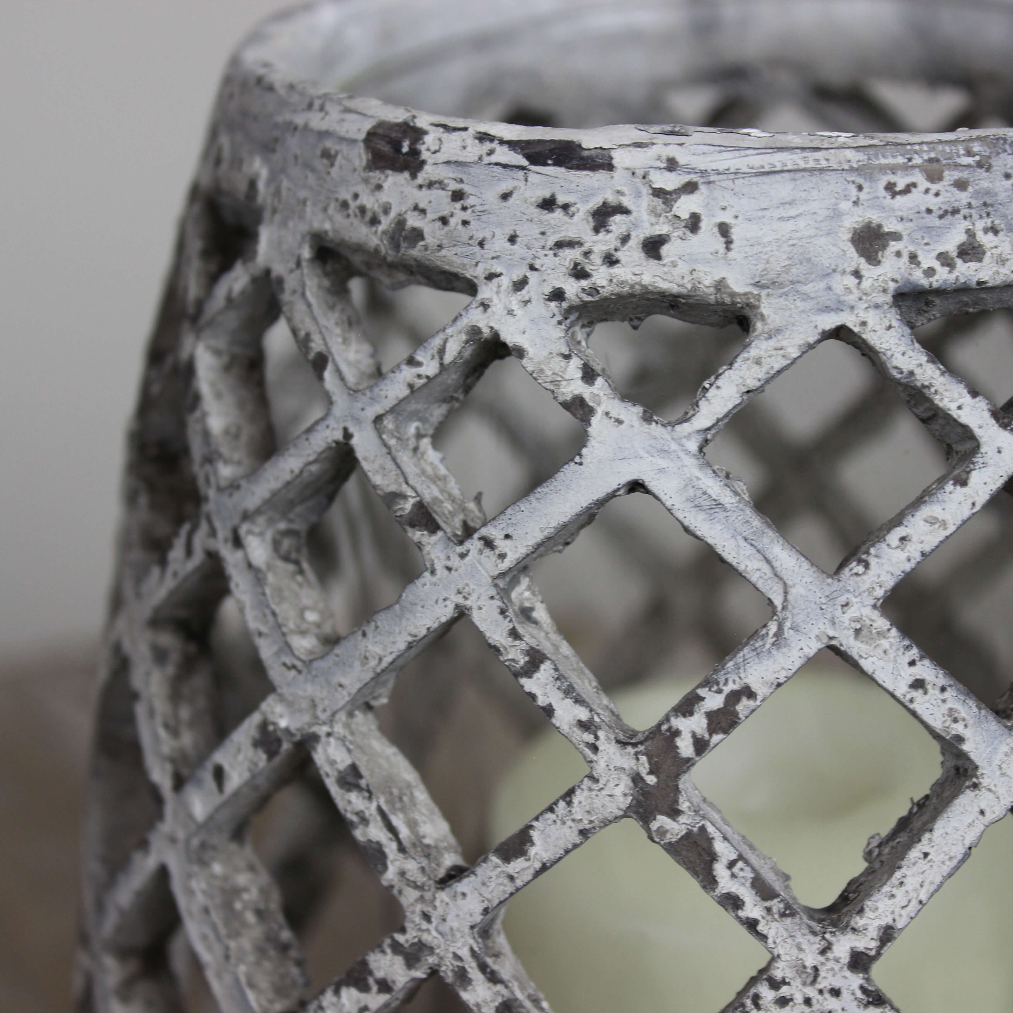 Large Conical Ceramic Lattice Hurricane Lantern