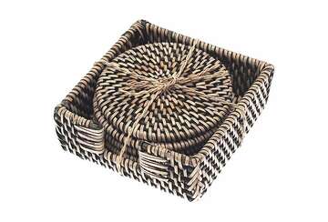Black Rattan Coasters Set of 4