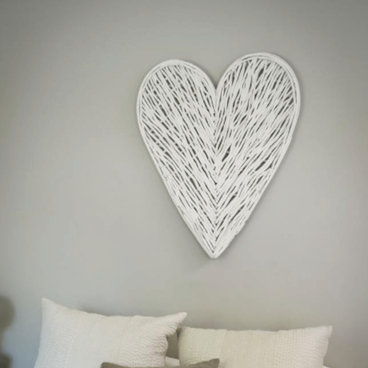 Extra Large White Wicker Heart