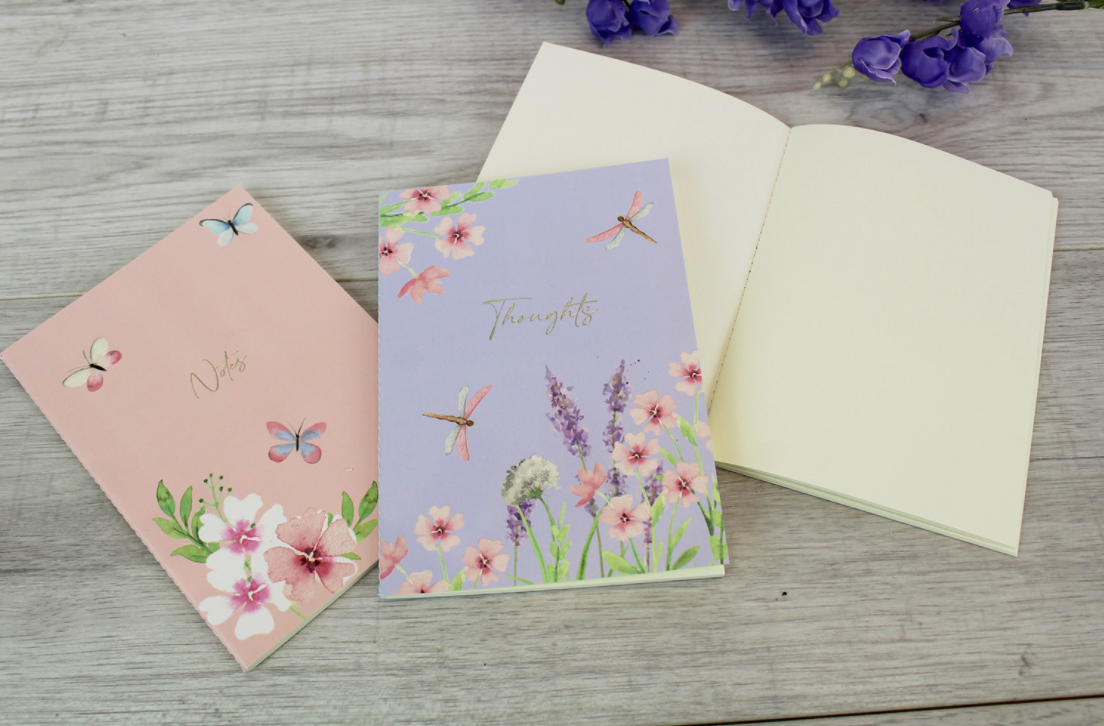 Three Piece Butterfly, Dragonfly and Flower Notebook Set