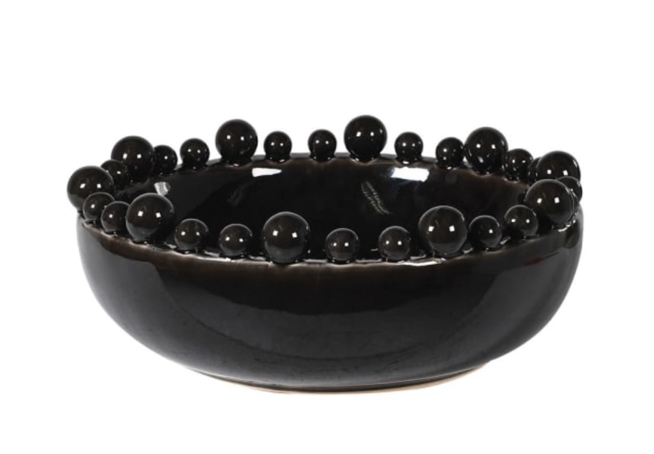 Bobble Edged Charcoal Black Decorative Bowl