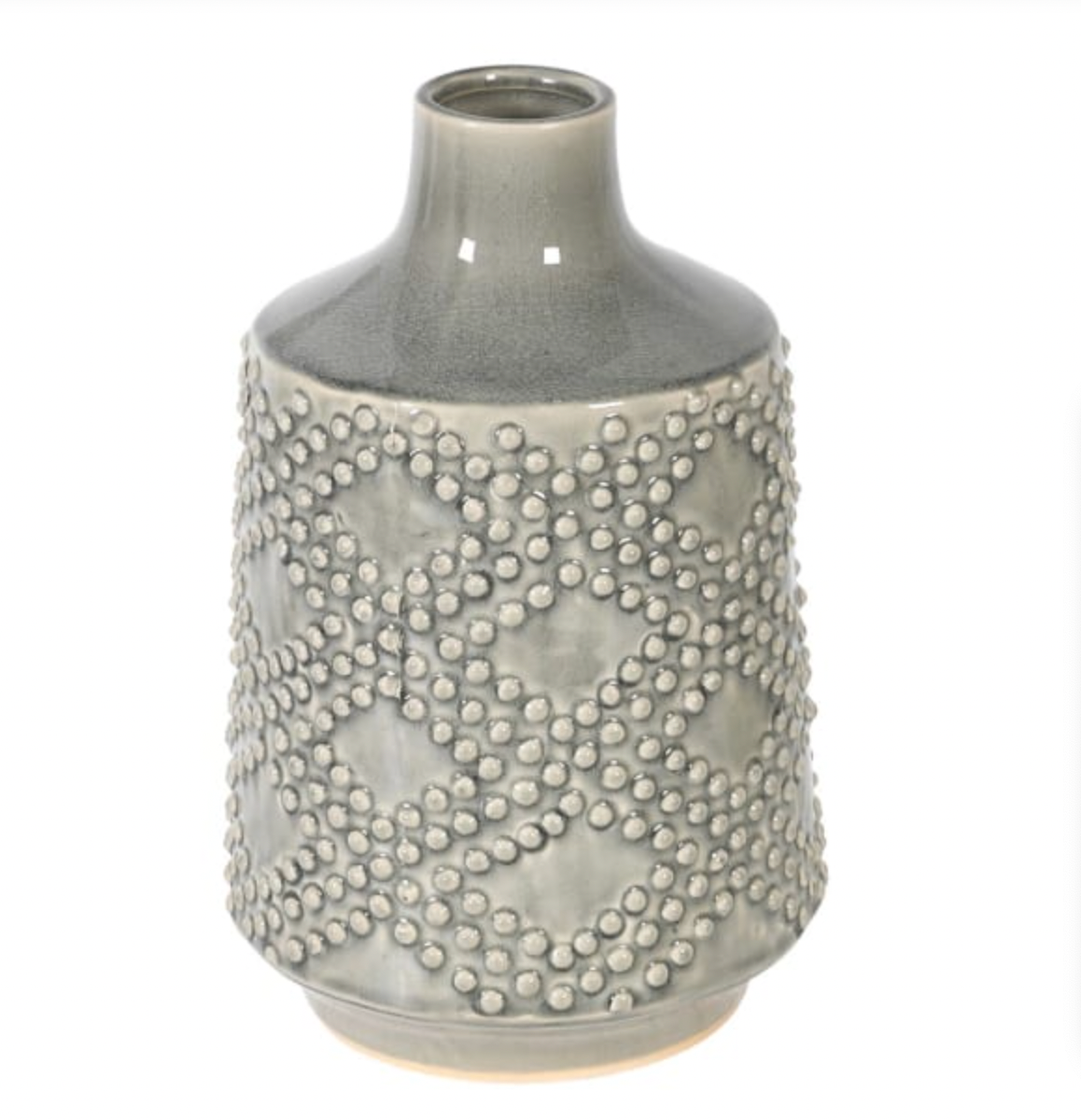 Soft Grey Dotty Textured Ceramic Vase - Small