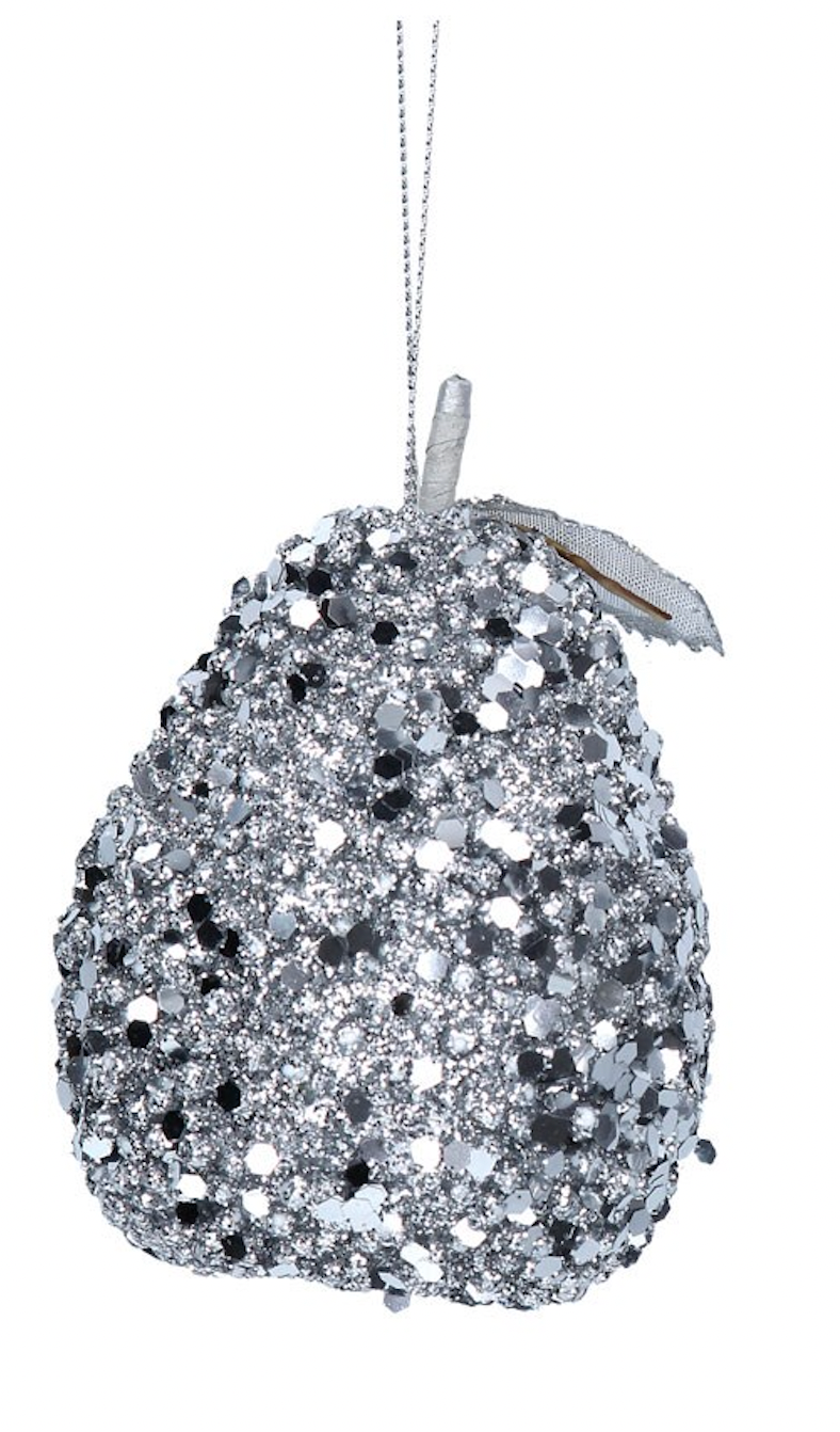 Silver Sequin Glitter Apple/Pear Tree Decoration