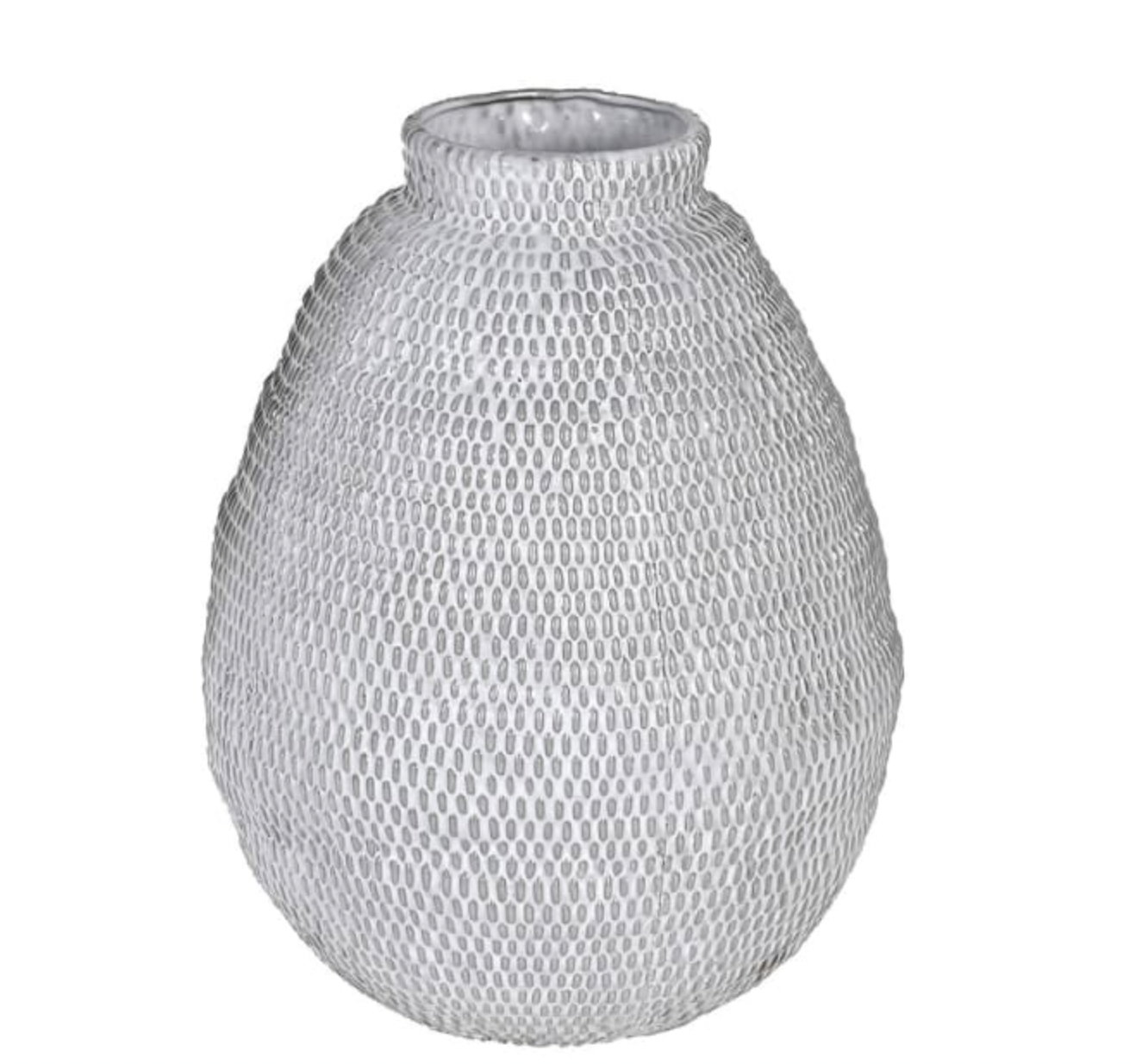 White Grey Textured Ceramic Vase