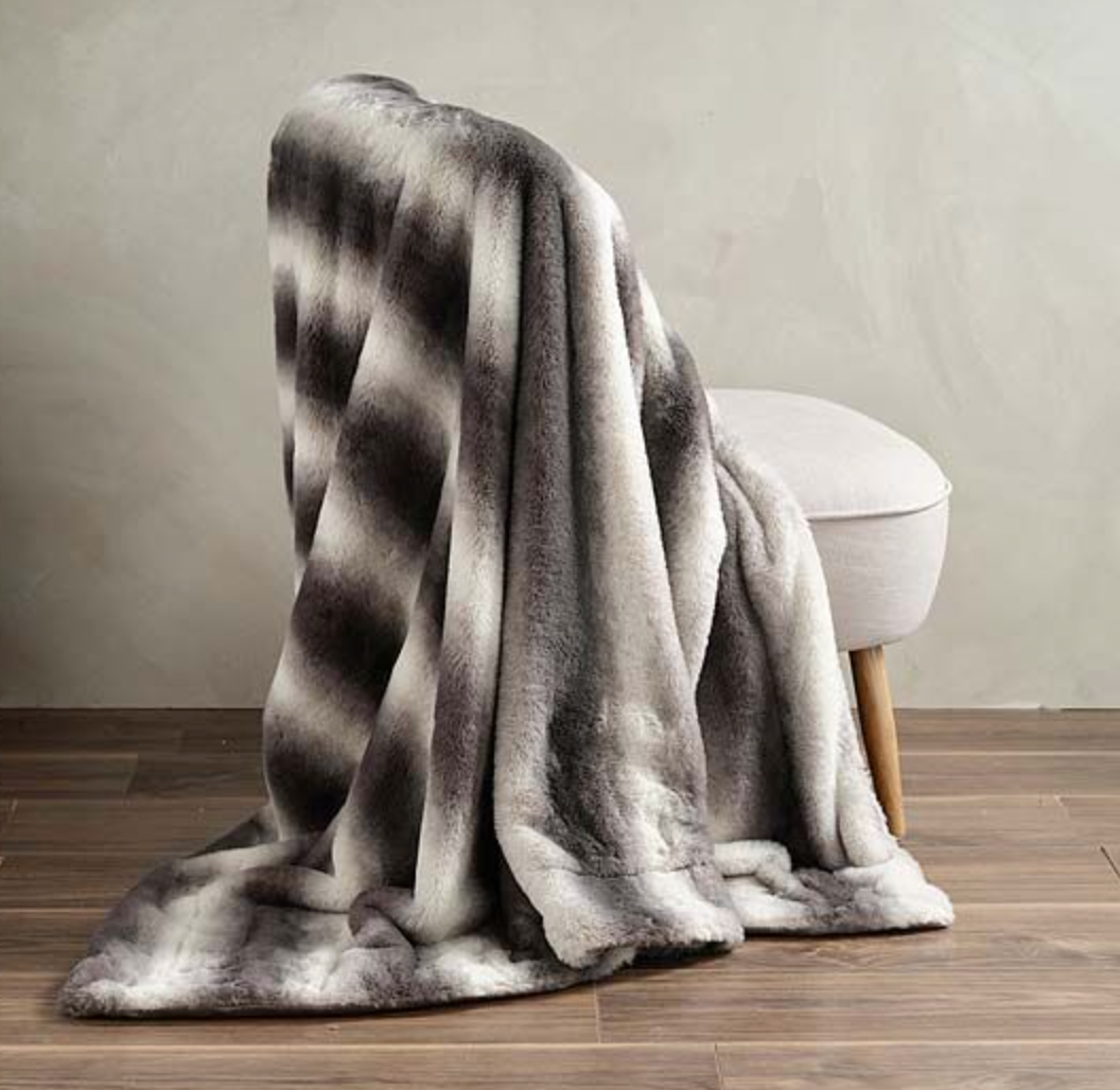 Charcoal Angora Stripe Throw