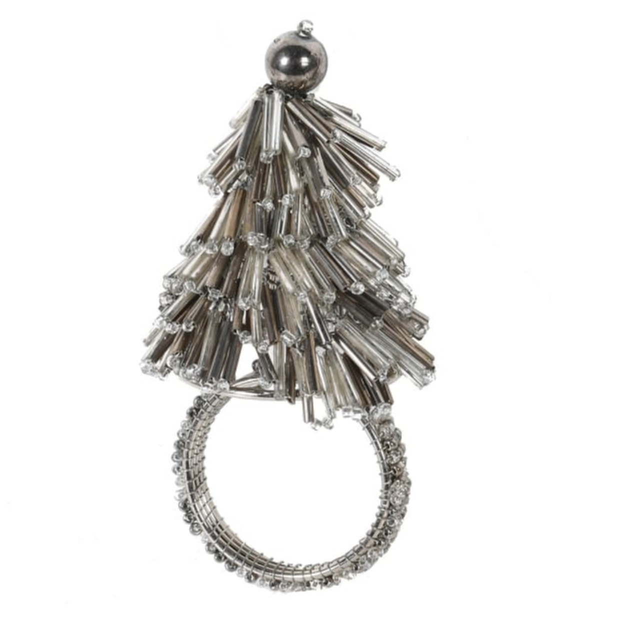 Set of 4 Smoked Beads Tree Napkin Rings