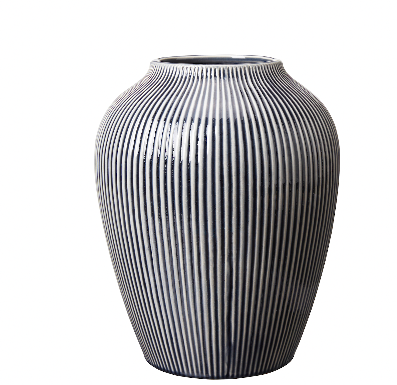 Large Ember Blue Ribbed Vase
