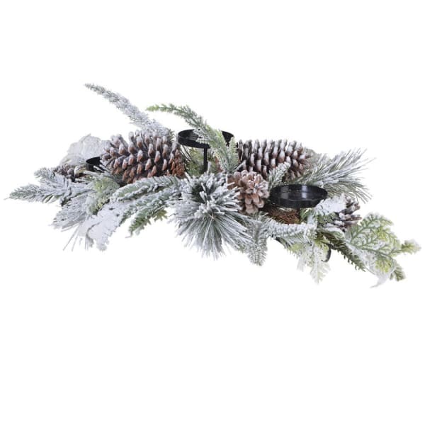 Snowy Pine Triple Candle Stand