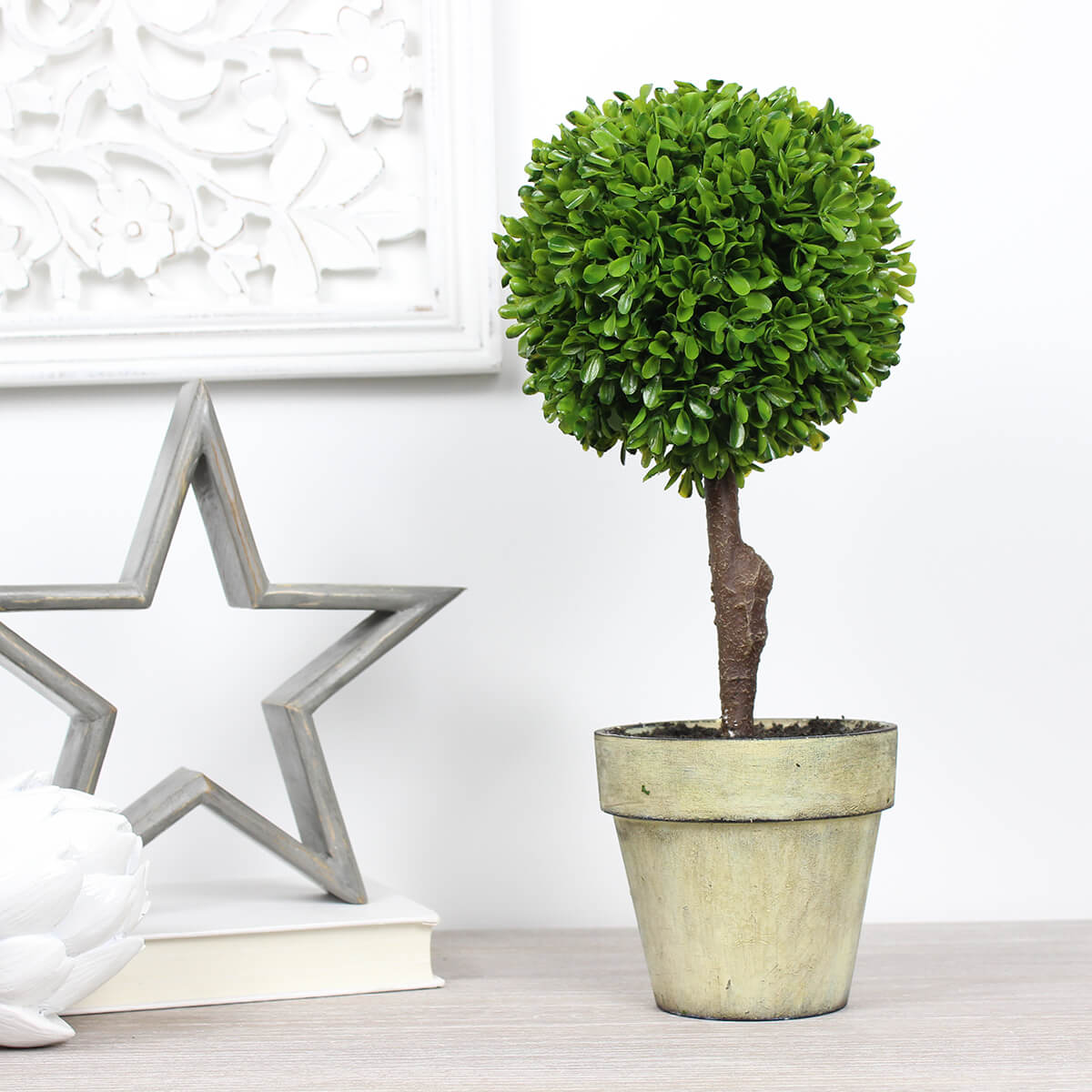 Mini Faux Potted Single Ball Boxwood Topiary