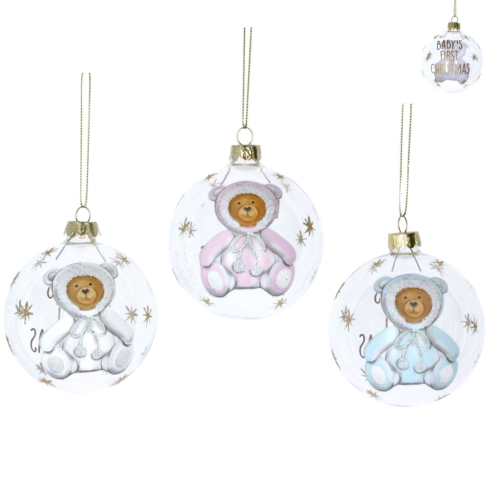 Clear Glass Bauble - Baby's First Christmas