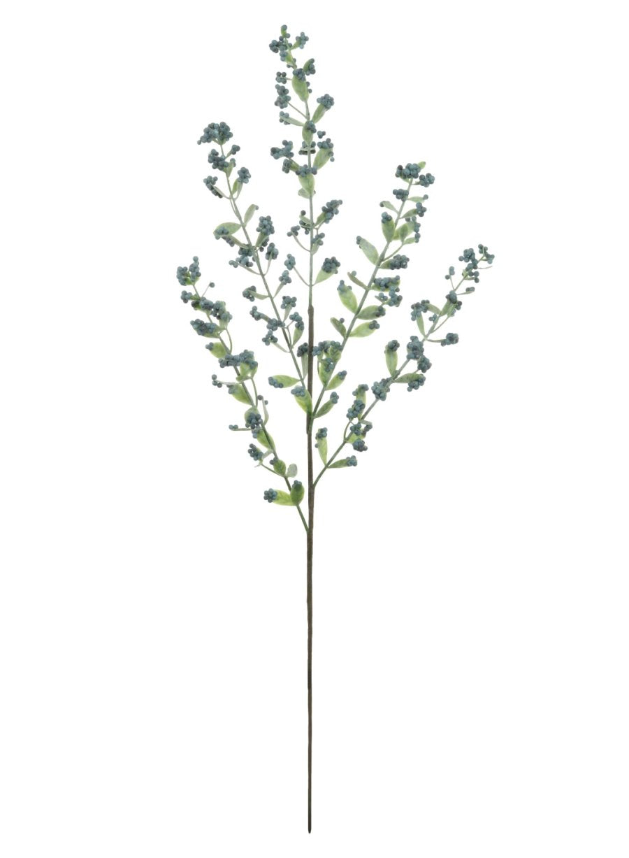 Faux Bubble Berry Leaf Spray - Blue Berry