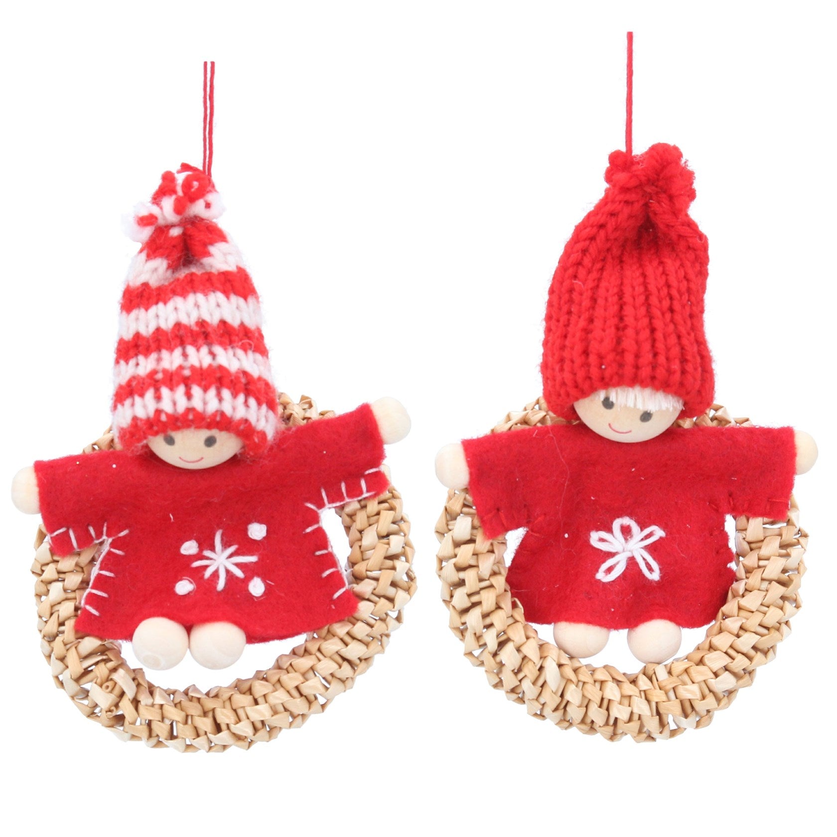 Woolly Hat Boy/Girl Straw Decorations