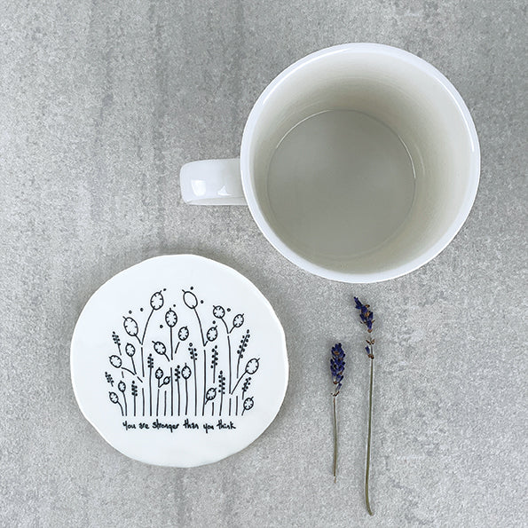 East Of India "You are stronger than you think" Tall Flowers Coaster