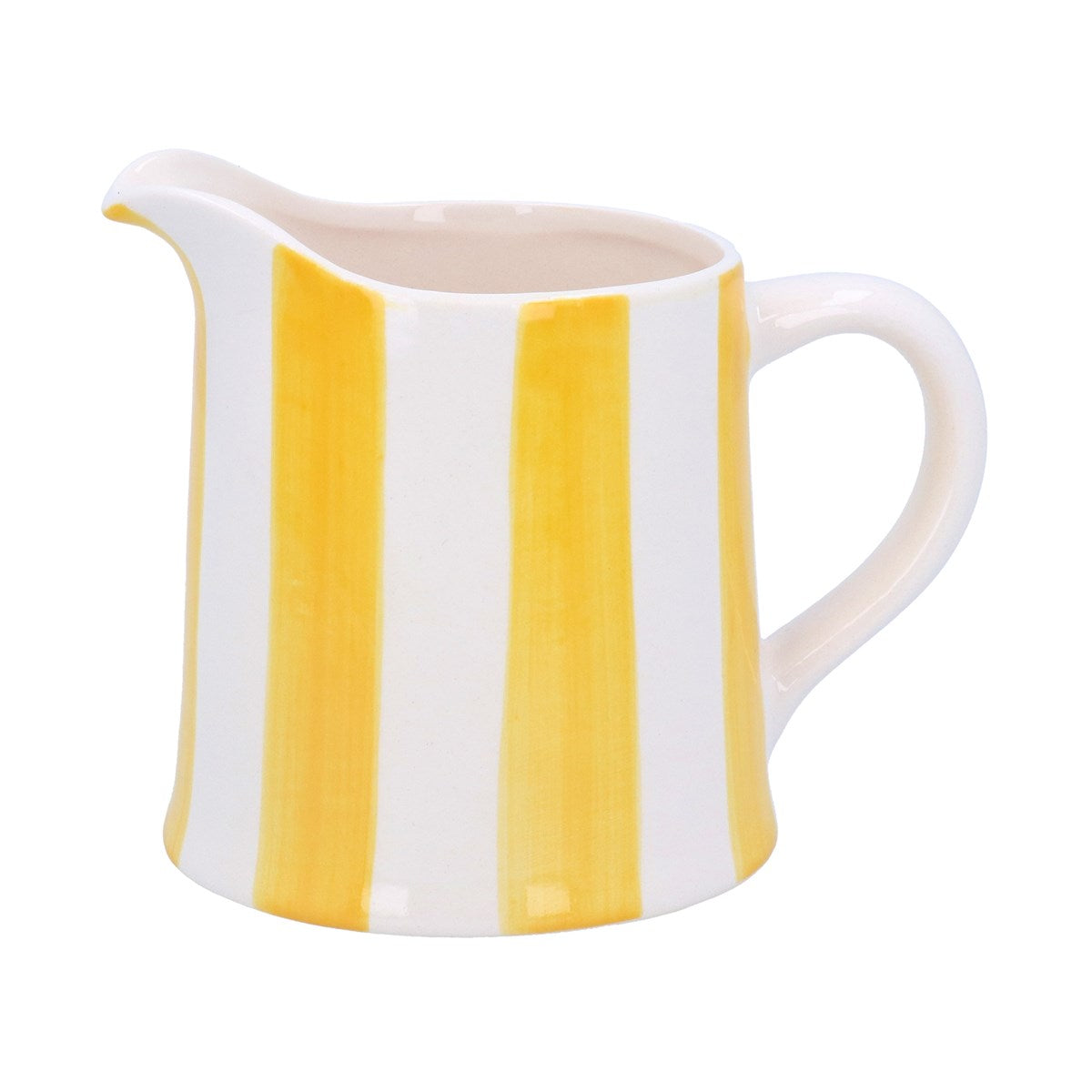 Yellow Stripe Stoneware Creamer Jug
