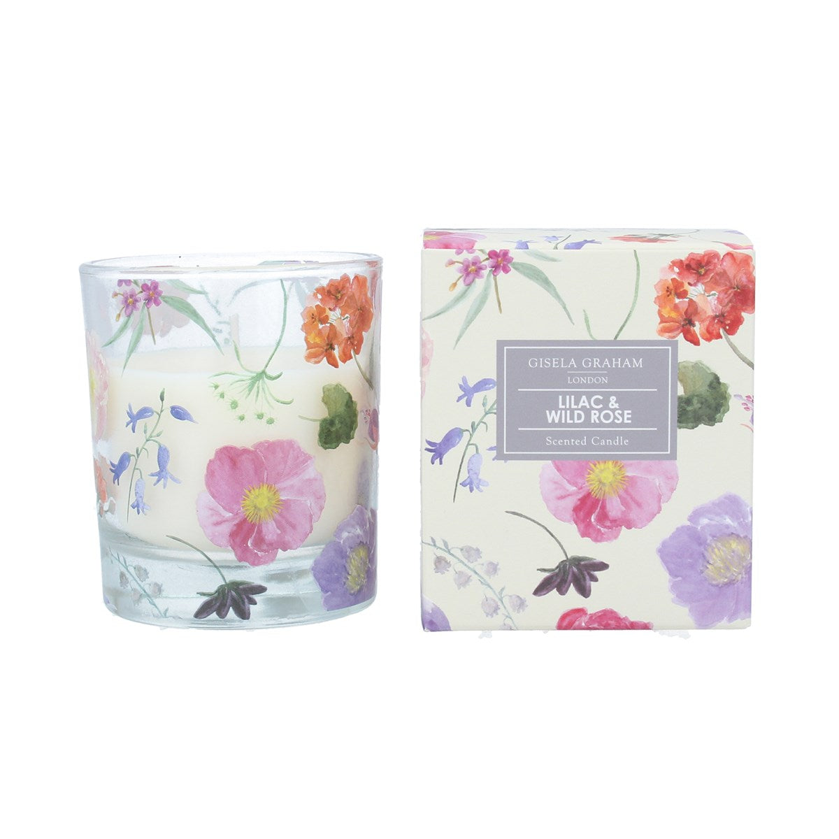 Tumble Flowers Scented Boxed Candle Pot - Lilac & Wild Rose