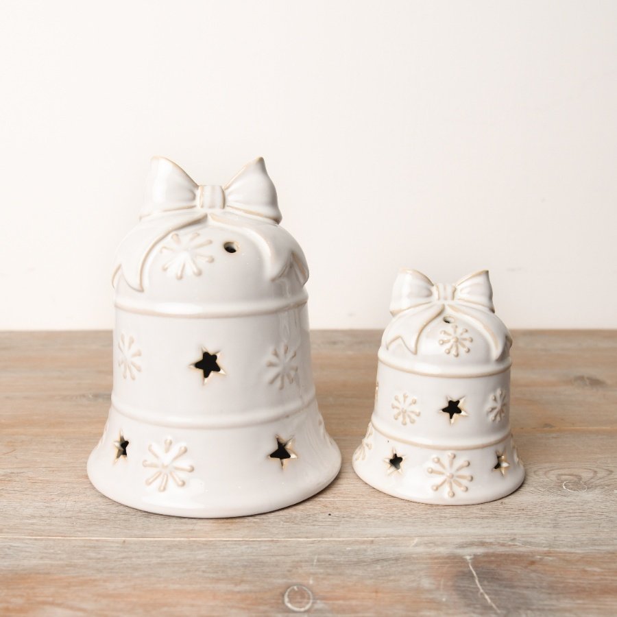 Small LED White Bell Ornament