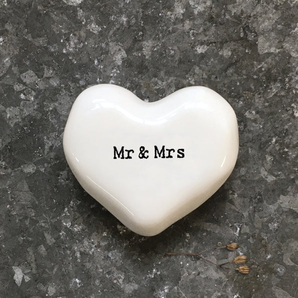 East of India White Heart Token-Mr & Mrs