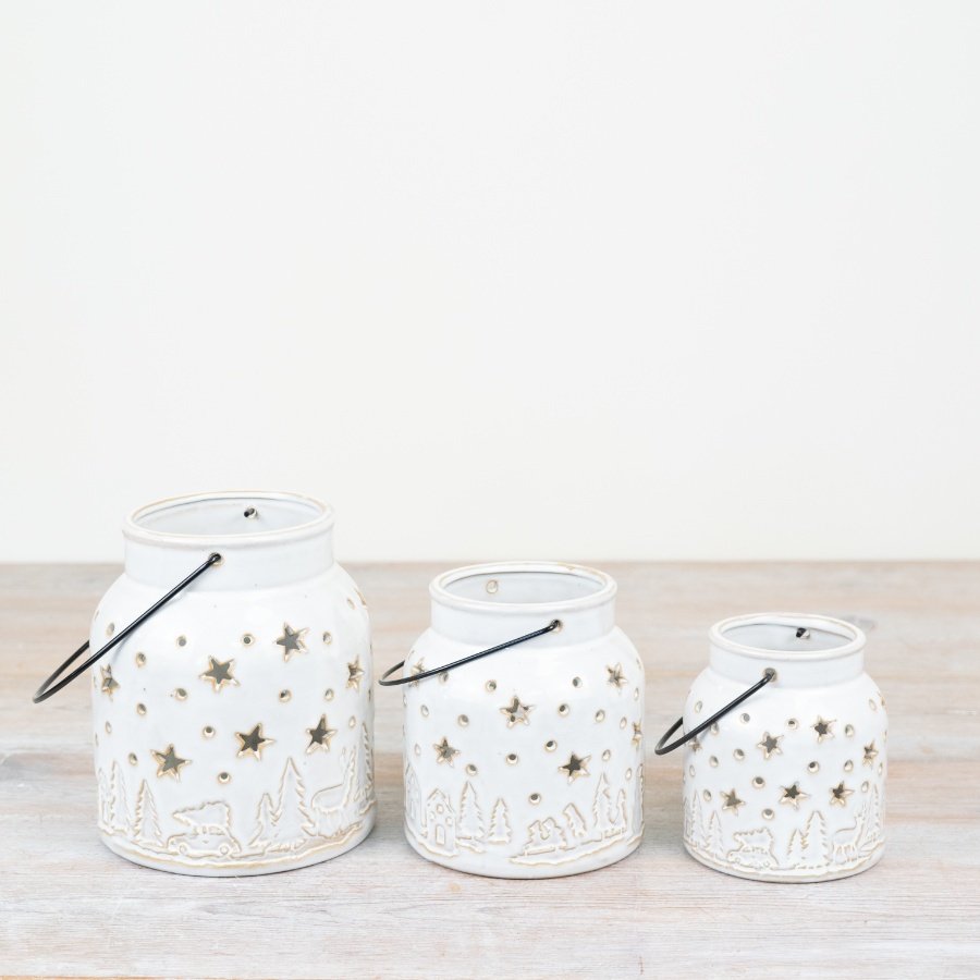 Large White Christmas Candle Lantern