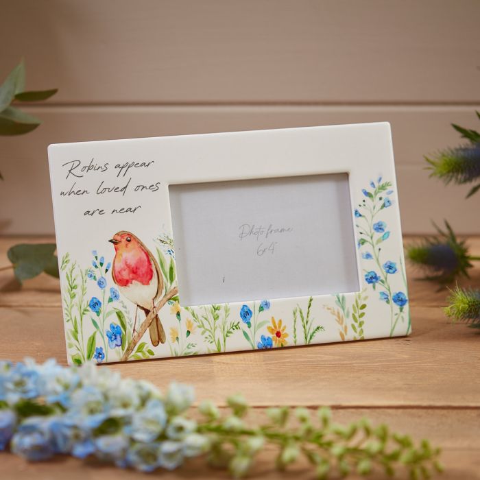 Robin Forget Me Not Remembrance Photo Frame