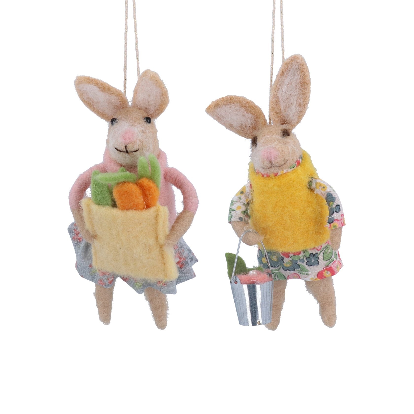 Mixed Wool Natural Bunny in Dress Hanging Decoration