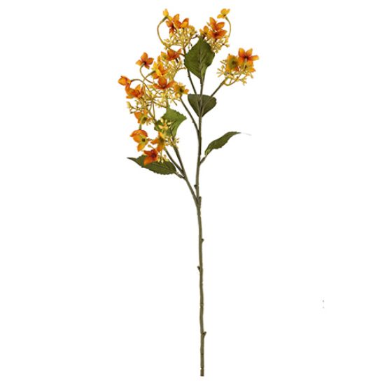 Faux Orange Wild Hydrangea Spray