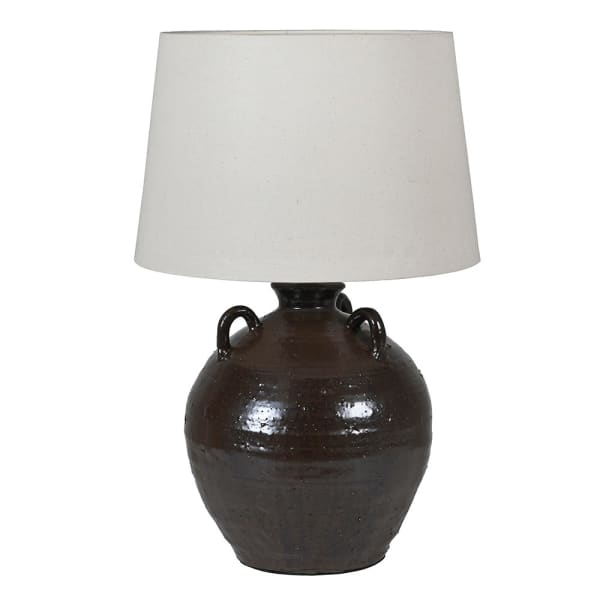 Black Urn Table Lamp with Linen Shade