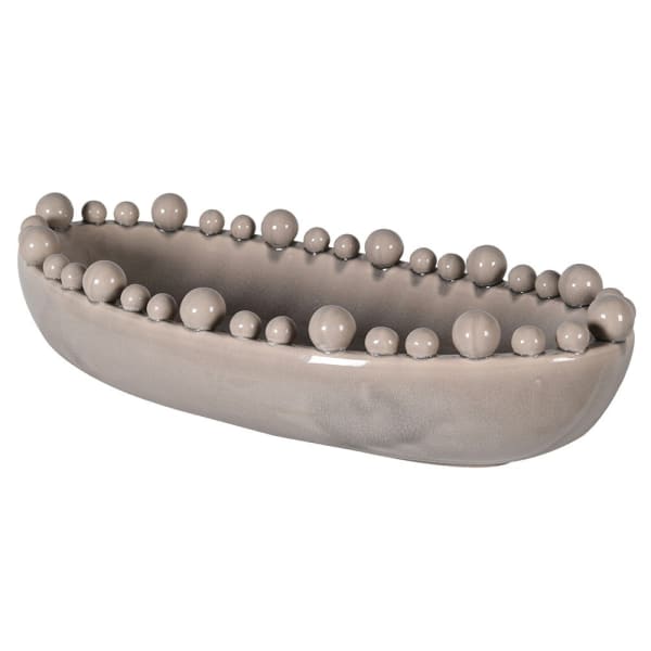 Beige Ceramic Bobble Edged Decorative Bowl