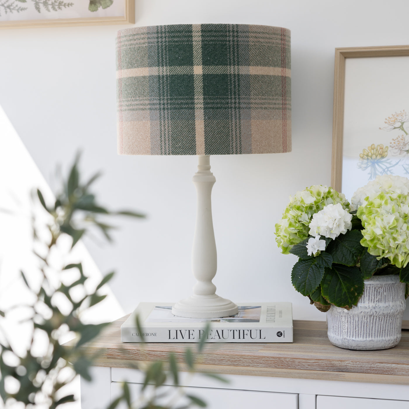 Balmoral Green Check Tartan Drum Lampshade