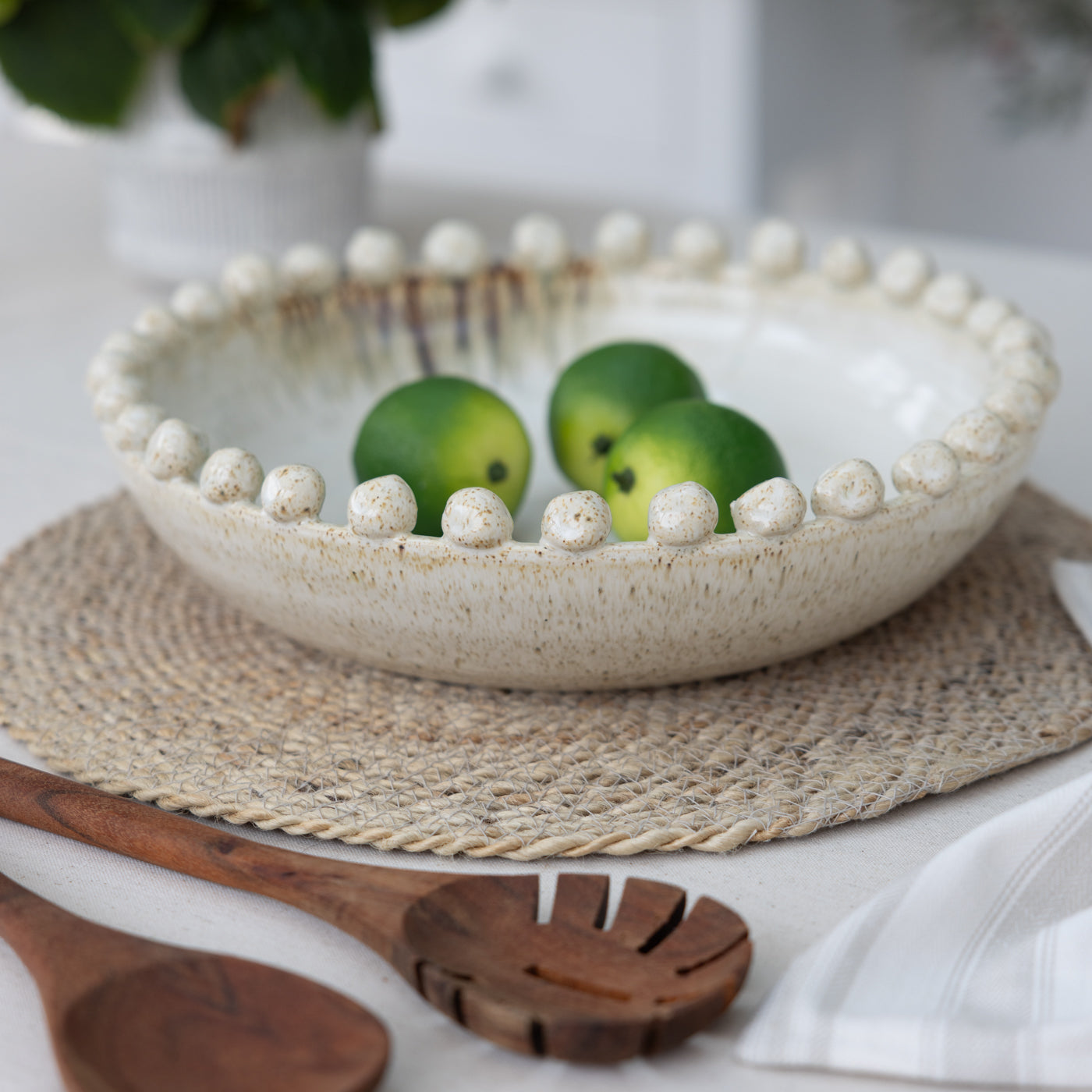 Cream Beaded Edge Bowl