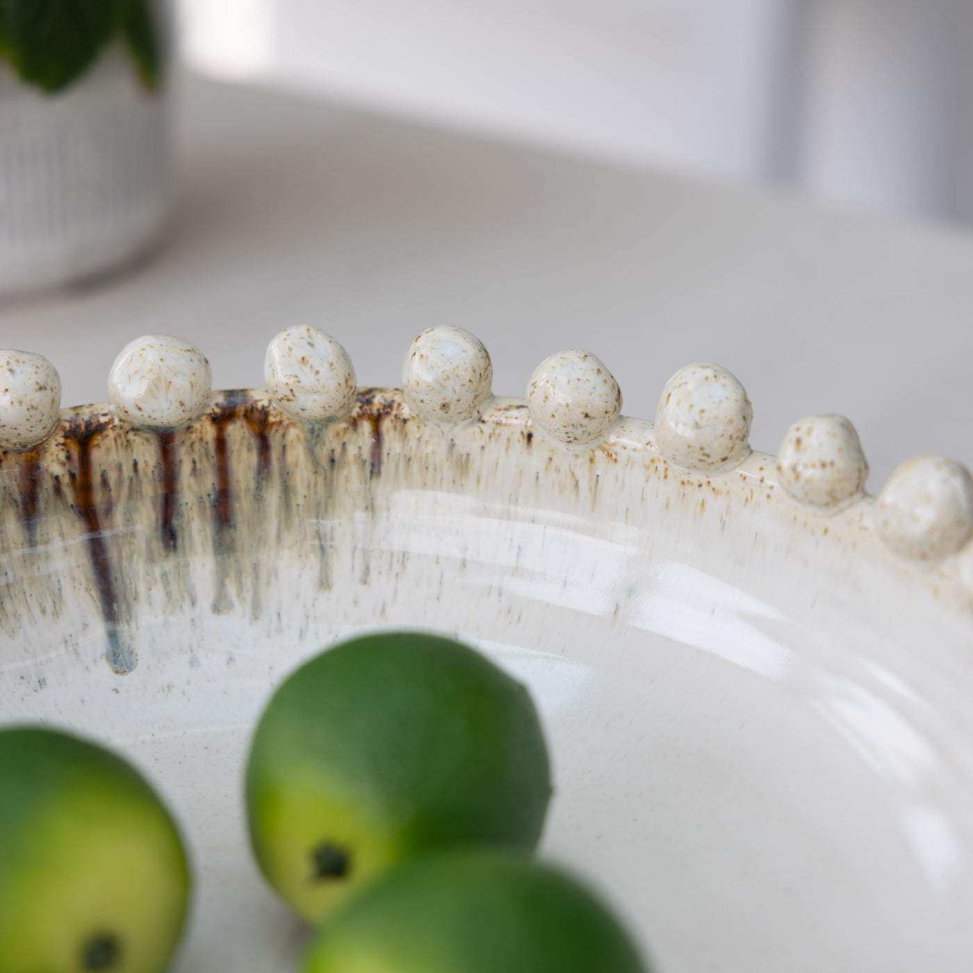 Cream Beaded Edge Bowl
