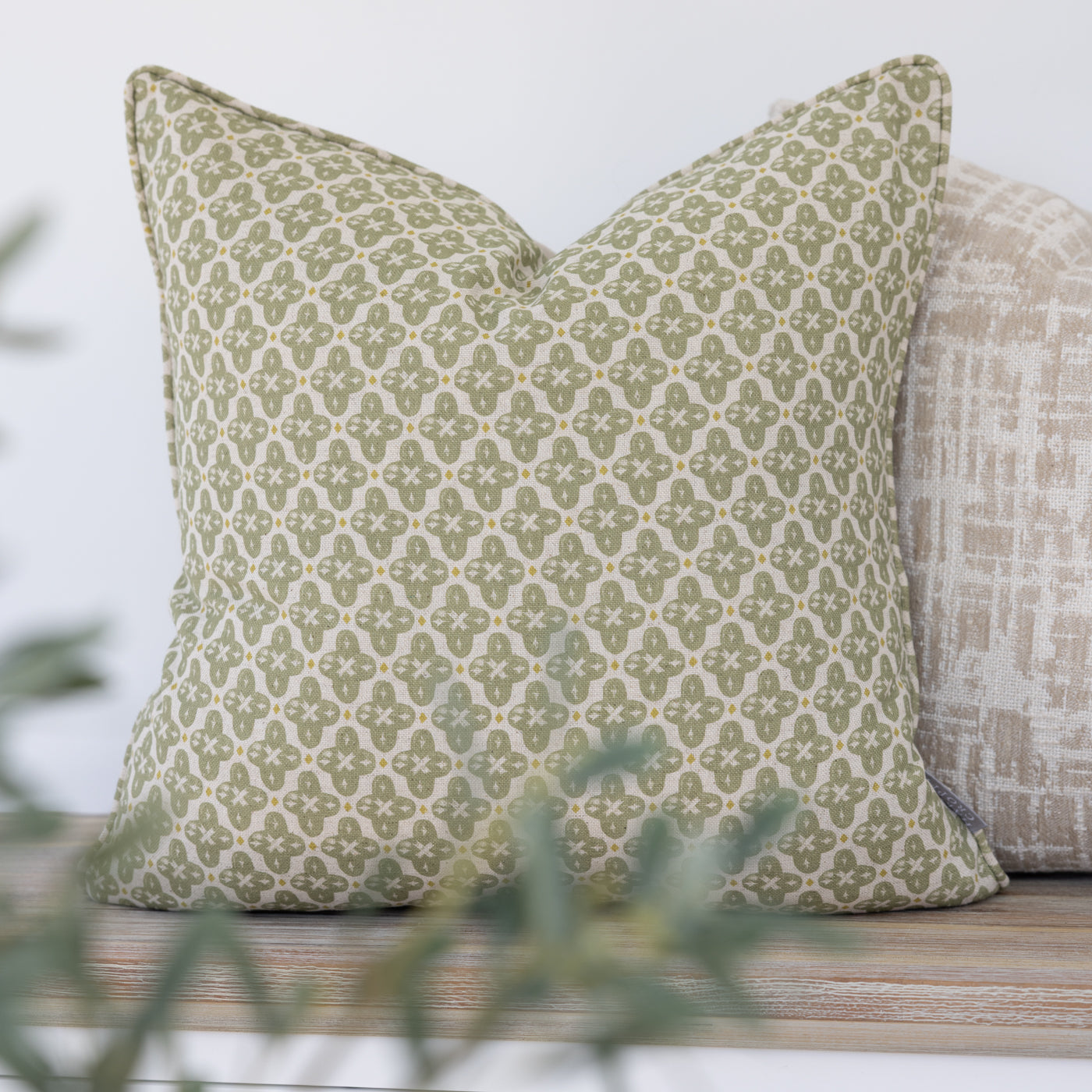 Green Block Print Cushion