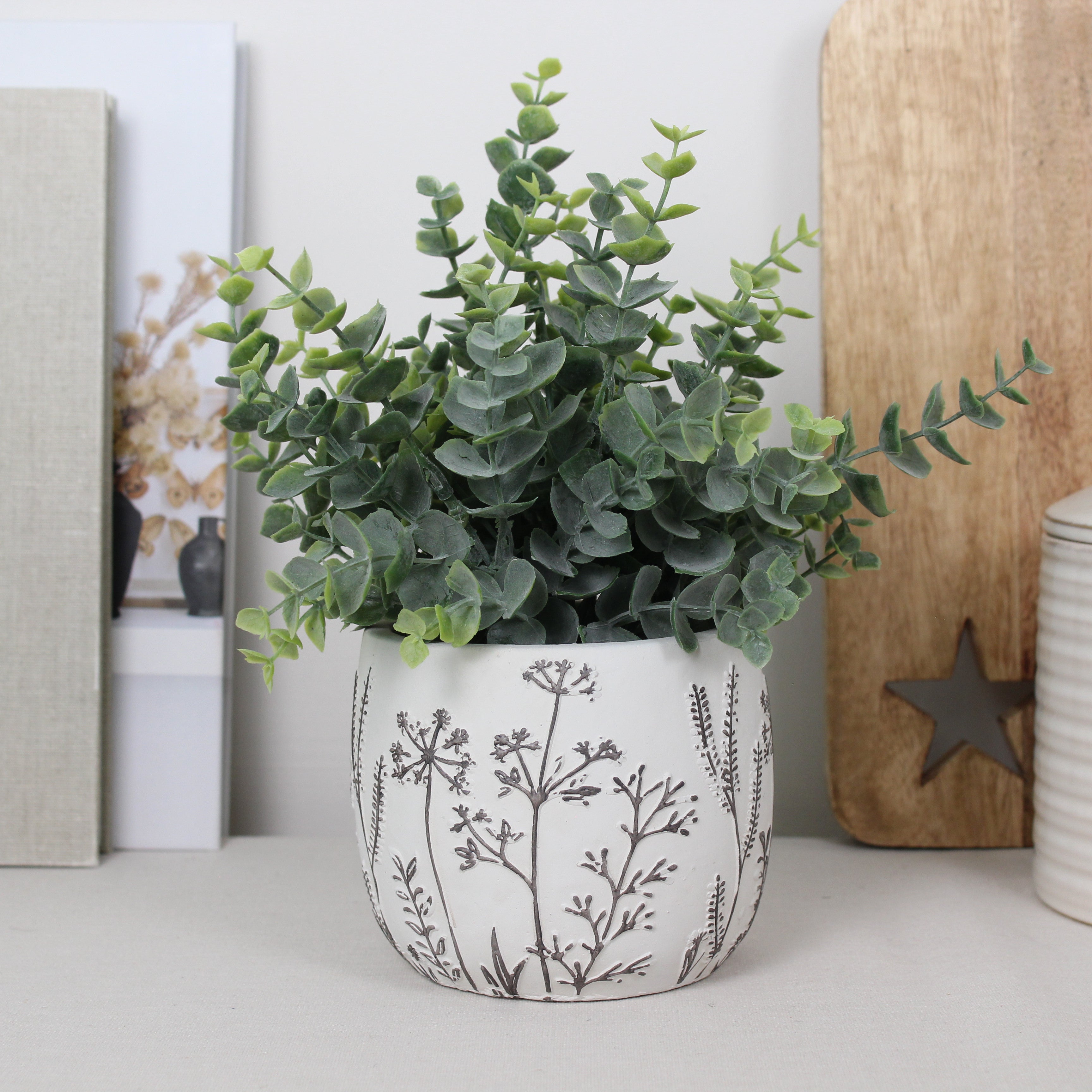Black & White Flower Patterned Pot