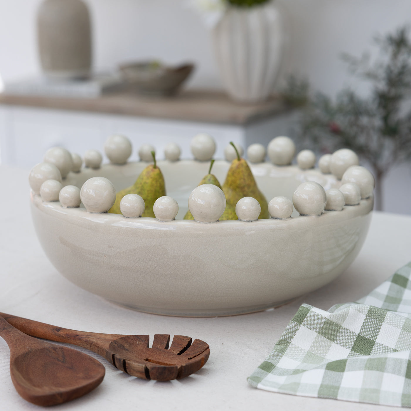 Bobble Edged Beige Decorative Bowl